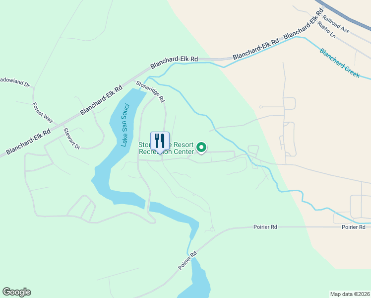 map of restaurants, bars, coffee shops, grocery stores, and more near 12 Holiday Loop in Blanchard
