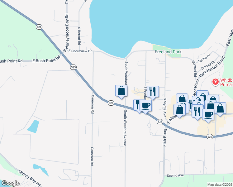 map of restaurants, bars, coffee shops, grocery stores, and more near 5493 Woodard Avenue in Freeland