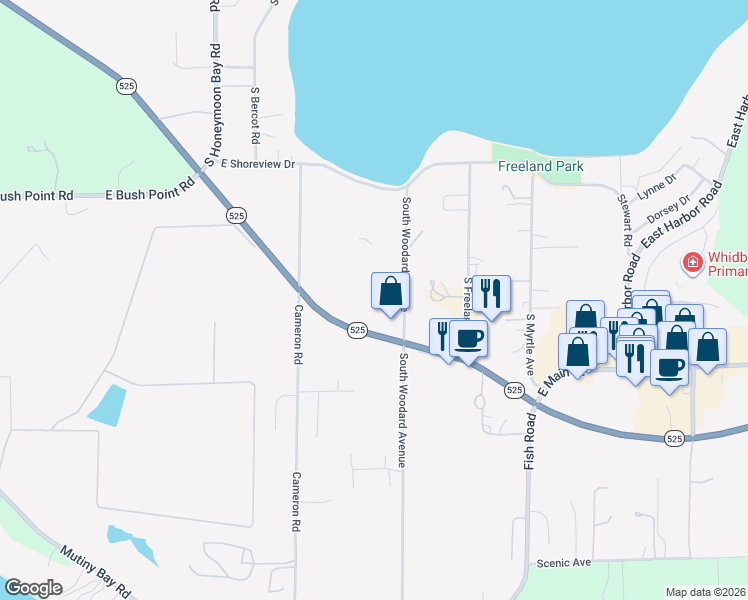 map of restaurants, bars, coffee shops, grocery stores, and more near 5493 Woodard Avenue in Freeland