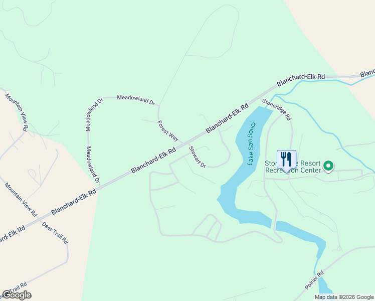 map of restaurants, bars, coffee shops, grocery stores, and more near 51 Parkland Drive in Blanchard