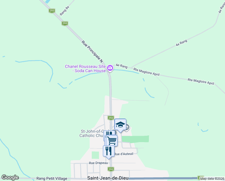 map of restaurants, bars, coffee shops, grocery stores, and more near 103 Rue Principale Nord in Saint-Jean-de-Dieu