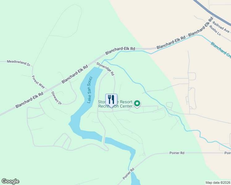 map of restaurants, bars, coffee shops, grocery stores, and more near 263 Stoneridge Road in Blanchard