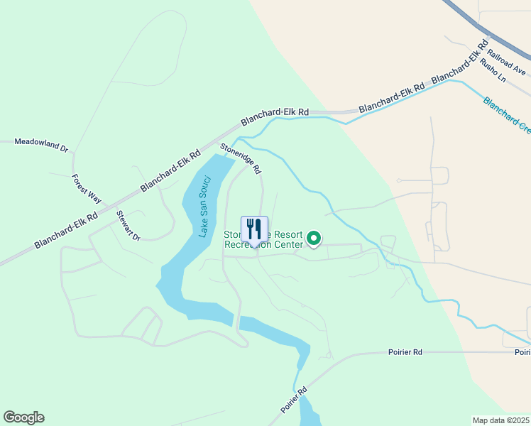 map of restaurants, bars, coffee shops, grocery stores, and more near 263 Stoneridge Road in Blanchard