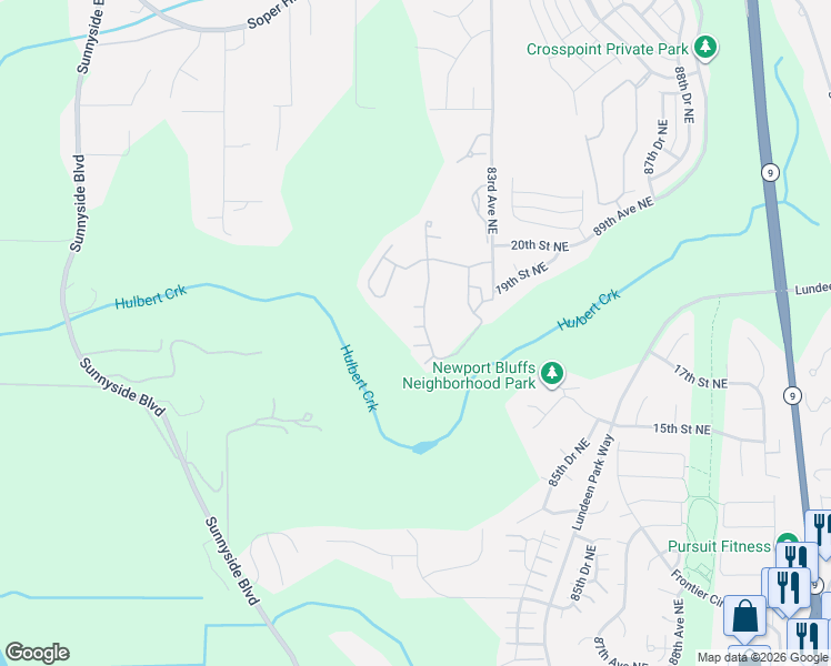 map of restaurants, bars, coffee shops, grocery stores, and more near 1708 81st Avenue Northeast in Lake Stevens
