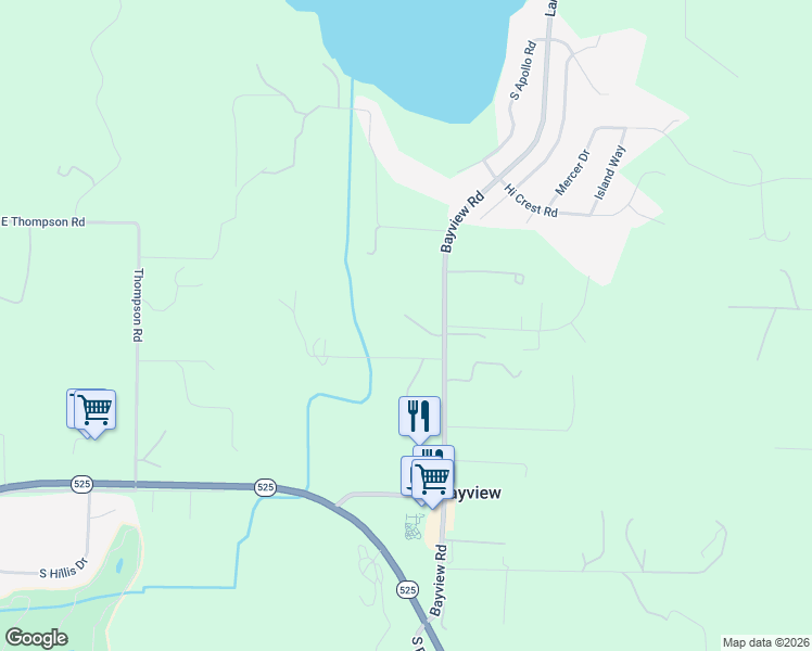 map of restaurants, bars, coffee shops, grocery stores, and more near 5482 Bayview Road in Langley