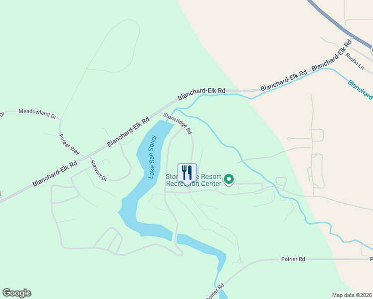map of restaurants, bars, coffee shops, grocery stores, and more near 263 Stoneridge Road in Blanchard