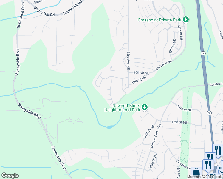 map of restaurants, bars, coffee shops, grocery stores, and more near 1809 81st Avenue Northeast in Lake Stevens