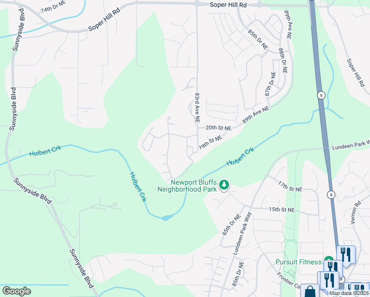 map of restaurants, bars, coffee shops, grocery stores, and more near 1832 82nd Avenue Northeast in Lake Stevens