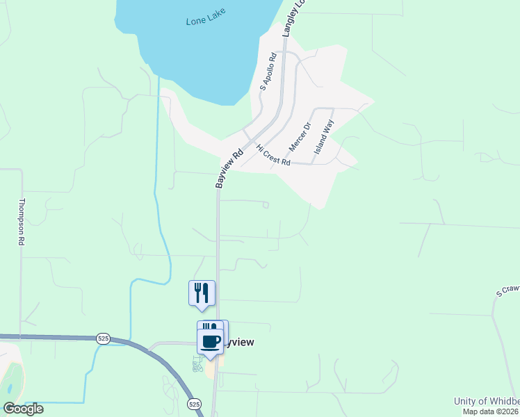map of restaurants, bars, coffee shops, grocery stores, and more near 5427 Bayview Road in Langley
