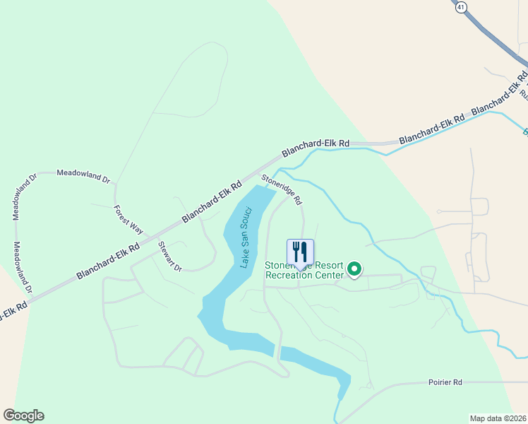 map of restaurants, bars, coffee shops, grocery stores, and more near 69 Hanaford Court in Blanchard