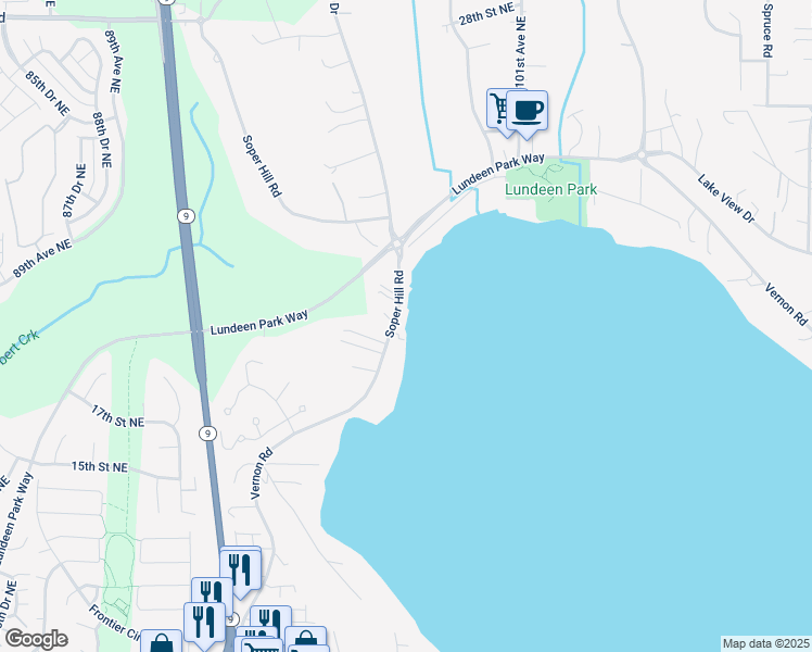map of restaurants, bars, coffee shops, grocery stores, and more near 1913 Vernon Road in Lake Stevens