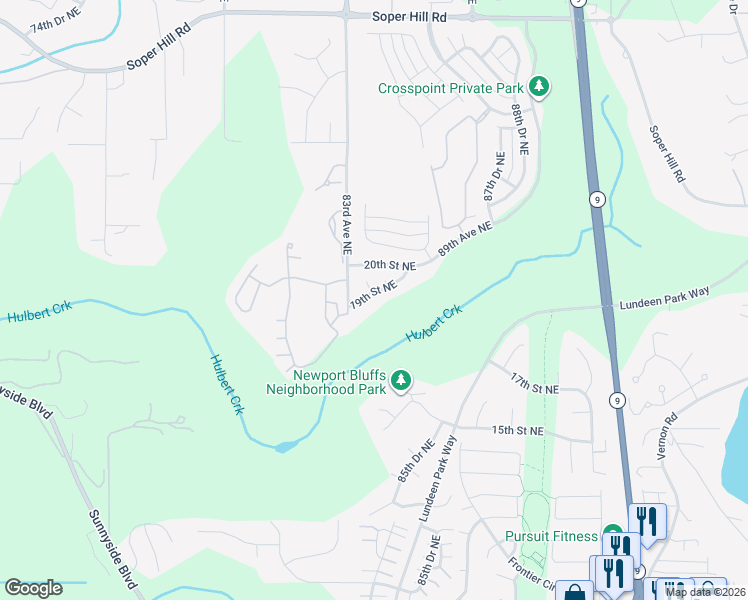 map of restaurants, bars, coffee shops, grocery stores, and more near 8316 19th Street Northeast in Lake Stevens