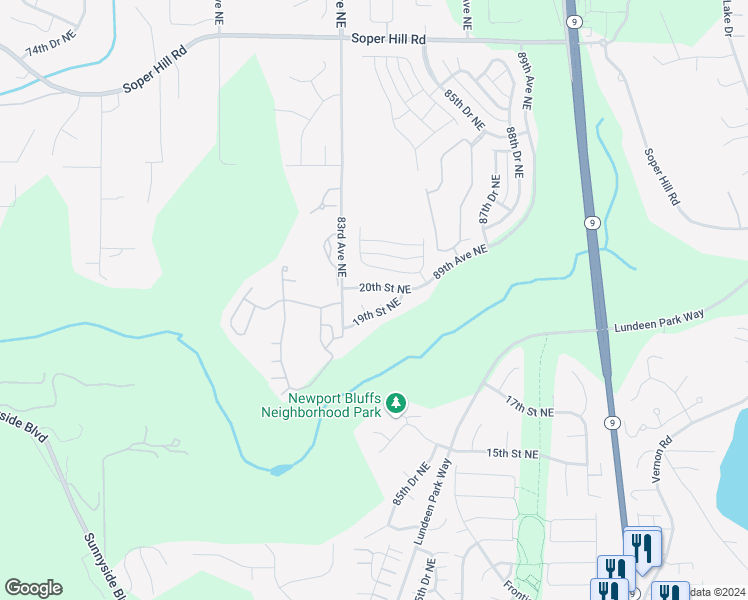 map of restaurants, bars, coffee shops, grocery stores, and more near 1910 84th Avenue Northeast in Lake Stevens