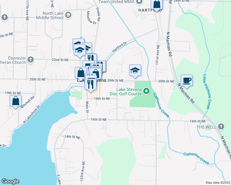 map of restaurants, bars, coffee shops, grocery stores, and more near 1858 Iten Road in Lake Stevens
