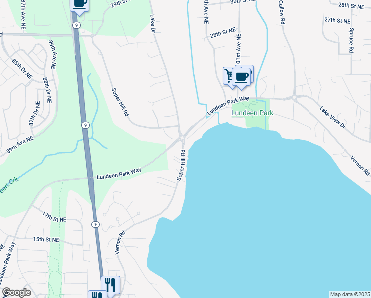 map of restaurants, bars, coffee shops, grocery stores, and more near 2021 Vernon Road in Lake Stevens