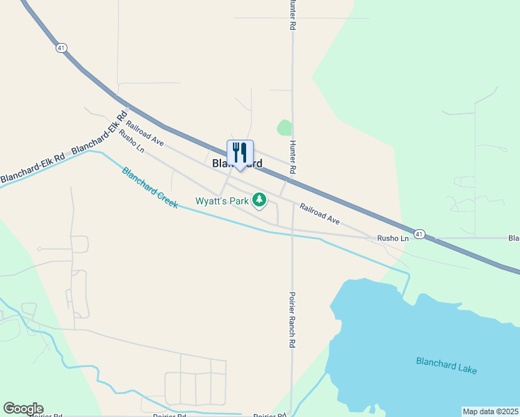map of restaurants, bars, coffee shops, grocery stores, and more near 100 Mason Road in Blanchard