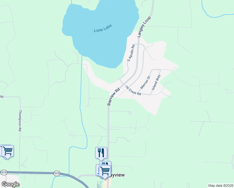 map of restaurants, bars, coffee shops, grocery stores, and more near 5392 April Drive in Langley