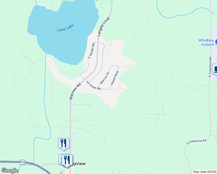 map of restaurants, bars, coffee shops, grocery stores, and more near 2902 Hi Crest Road in Langley