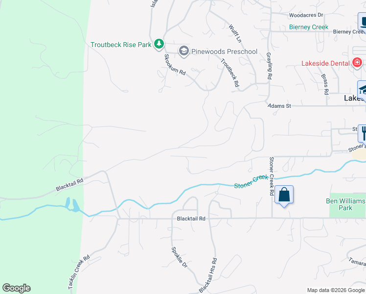 map of restaurants, bars, coffee shops, grocery stores, and more near Bower Rd in Lakeside
