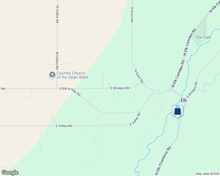 map of restaurants, bars, coffee shops, grocery stores, and more near 8819 East Bridges Road in Elk
