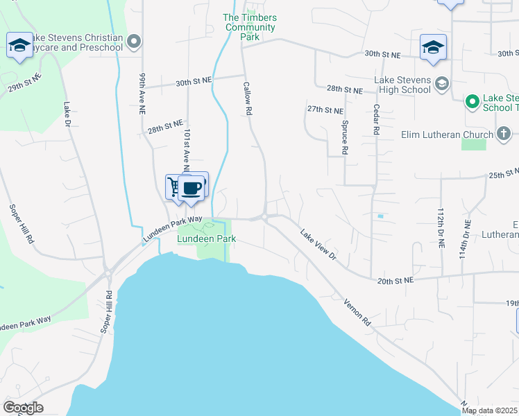 map of restaurants, bars, coffee shops, grocery stores, and more near 2316 Callow Road in Lake Stevens