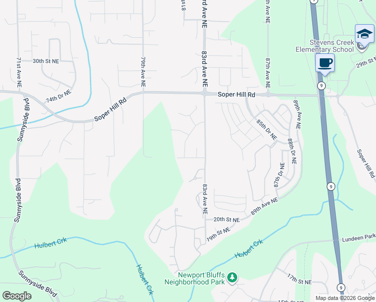 map of restaurants, bars, coffee shops, grocery stores, and more near 2411 82nd Avenue Northeast in Lake Stevens