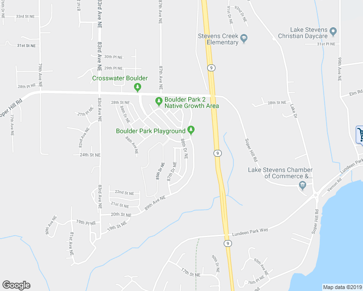 map of restaurants, bars, coffee shops, grocery stores, and more near 8805 24th Place Northeast in Lake Stevens