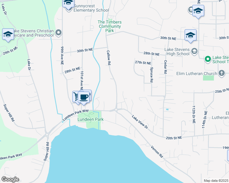 map of restaurants, bars, coffee shops, grocery stores, and more near 2424 Callow Road in Lake Stevens