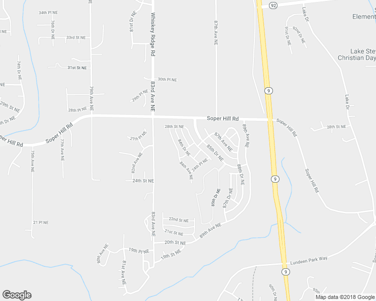 map of restaurants, bars, coffee shops, grocery stores, and more near 2619 84th Drive Northeast in Lake Stevens