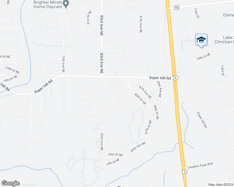map of restaurants, bars, coffee shops, grocery stores, and more near 2714 84th Drive Northeast in Lake Stevens