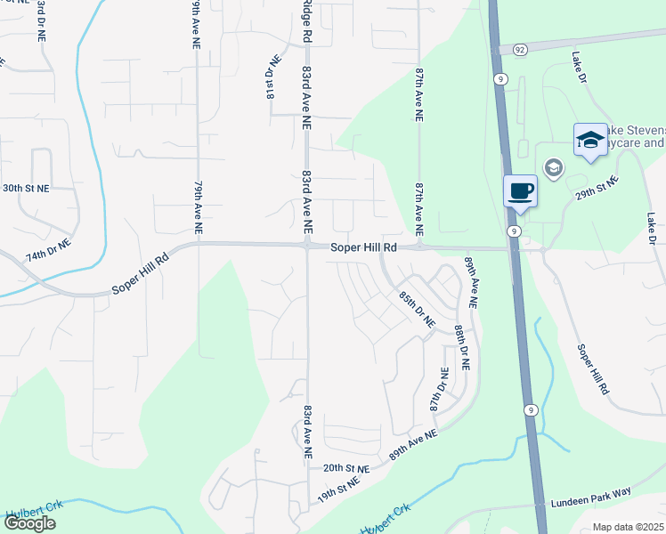 map of restaurants, bars, coffee shops, grocery stores, and more near 8406 28th Street Northeast in Lake Stevens