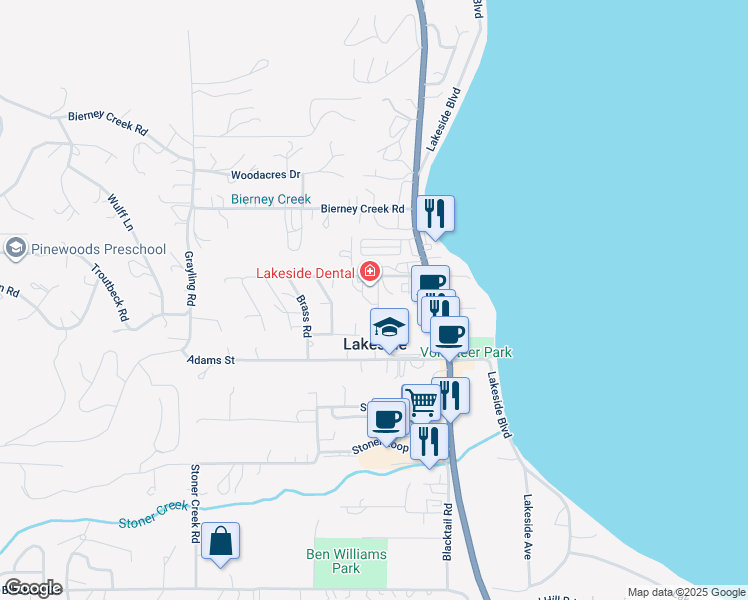 map of restaurants, bars, coffee shops, grocery stores, and more near 146 Blue Mountain Way in Lakeside