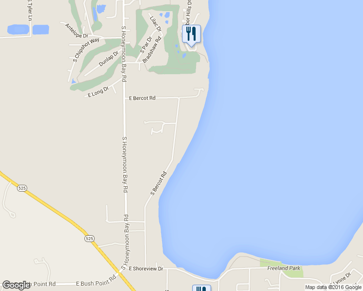 map of restaurants, bars, coffee shops, grocery stores, and more near 5177 South Bercot Road in Freeland