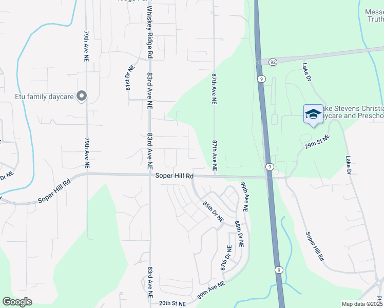 map of restaurants, bars, coffee shops, grocery stores, and more near 2915 84th Drive Northeast in Marysville