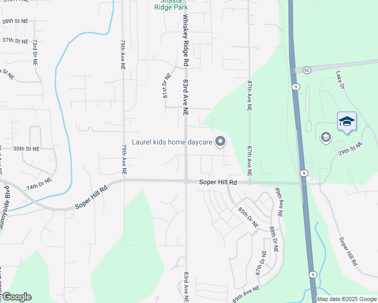 map of restaurants, bars, coffee shops, grocery stores, and more near 8225 30th Place Northeast in Marysville