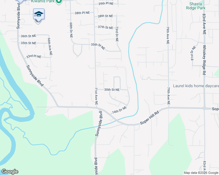 map of restaurants, bars, coffee shops, grocery stores, and more near 3016 73rd Avenue Northeast in Marysville