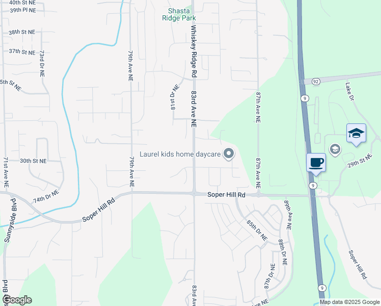 map of restaurants, bars, coffee shops, grocery stores, and more near 8225 30th Place Northeast in Marysville