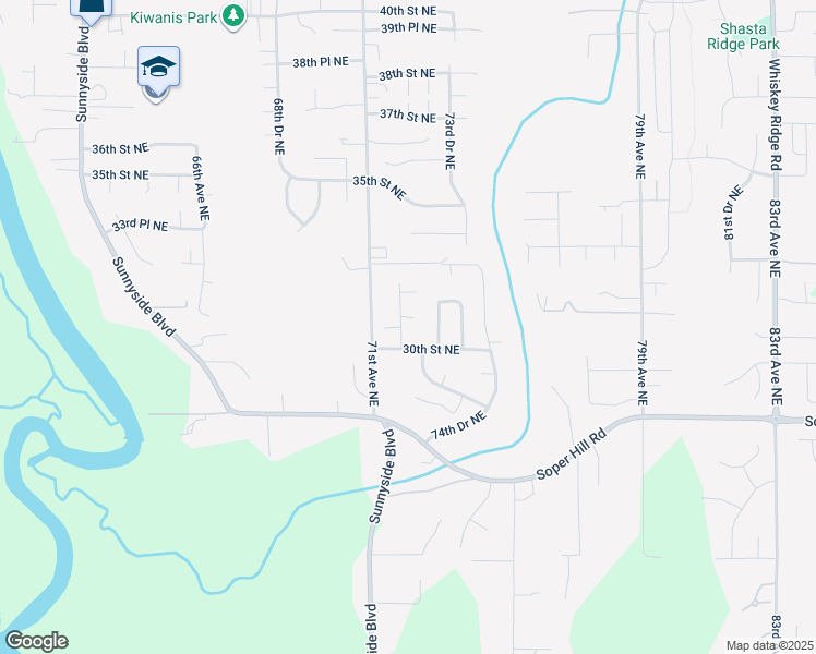 map of restaurants, bars, coffee shops, grocery stores, and more near 3025 72nd Avenue Northeast in Marysville