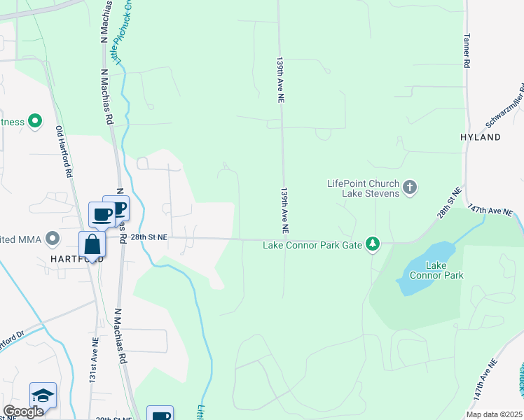 map of restaurants, bars, coffee shops, grocery stores, and more near 2914 139th Avenue Northeast in Lake Stevens