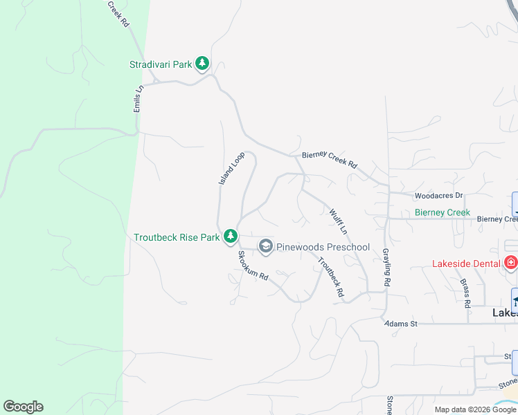 map of restaurants, bars, coffee shops, grocery stores, and more near Skookum Road in Lakeside