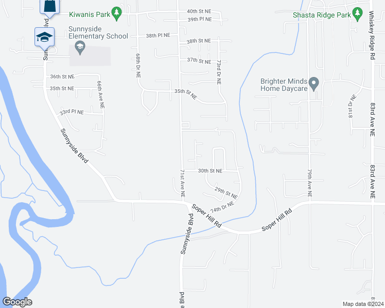 map of restaurants, bars, coffee shops, grocery stores, and more near 3104 72nd Avenue Northeast in Marysville