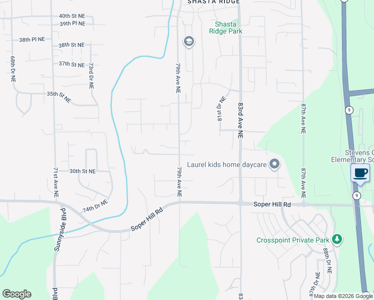 map of restaurants, bars, coffee shops, grocery stores, and more near 3015 79TH Avenue Northeast in Marysville