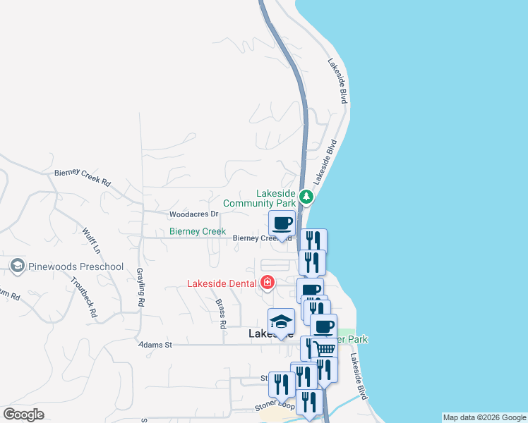 map of restaurants, bars, coffee shops, grocery stores, and more near 53 Old Orchard Road in Lakeside