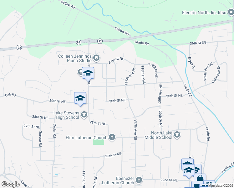 map of restaurants, bars, coffee shops, grocery stores, and more near 3101 115th Drive Northeast in Lake Stevens