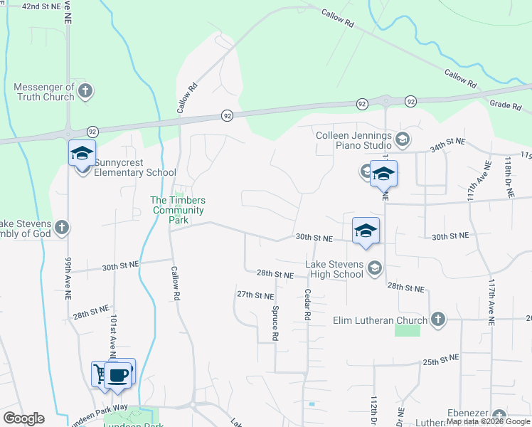 map of restaurants, bars, coffee shops, grocery stores, and more near 10730 31st Street Northeast in Lake Stevens