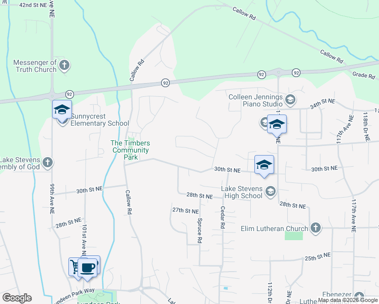 map of restaurants, bars, coffee shops, grocery stores, and more near 10730 31st Street Northeast in Lake Stevens