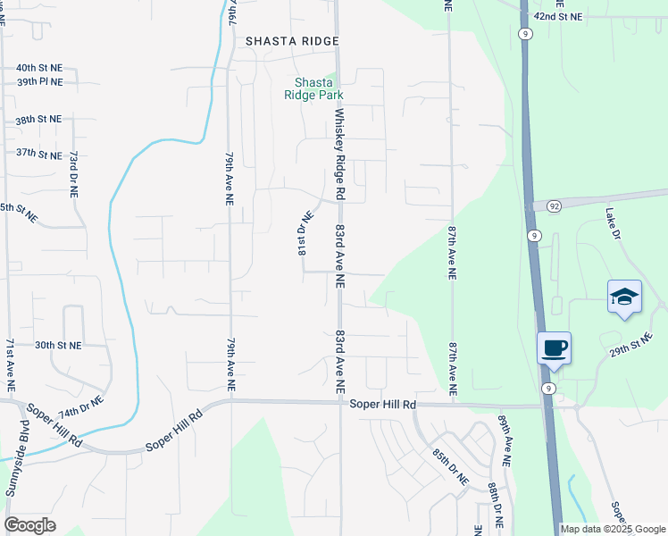map of restaurants, bars, coffee shops, grocery stores, and more near 8229 32nd Place Northeast in Marysville