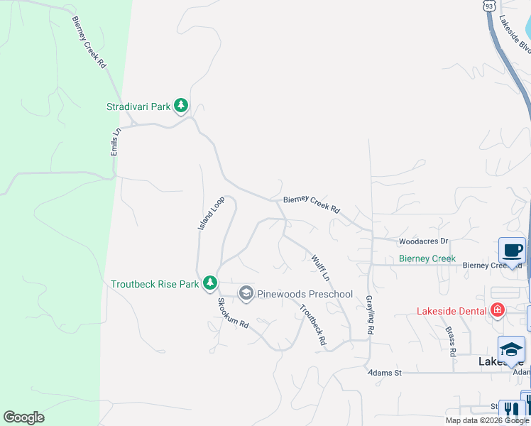 map of restaurants, bars, coffee shops, grocery stores, and more near Skookum Rd in Lakeside