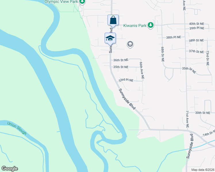 map of restaurants, bars, coffee shops, grocery stores, and more near 3228 Sunnyside Boulevard in Marysville