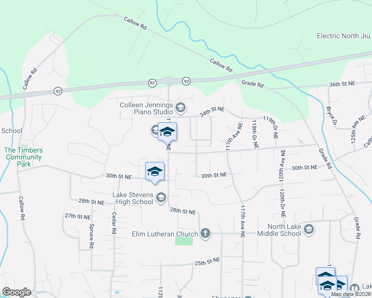 map of restaurants, bars, coffee shops, grocery stores, and more near 11323 32nd Street Northeast in Lake Stevens